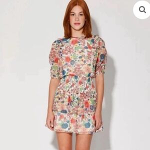 Walter Baker Floral Multicolor Colorful Ruffle Smocked Dress